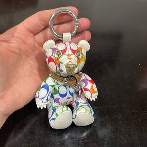 Rainbow coach teddy bear bag charm